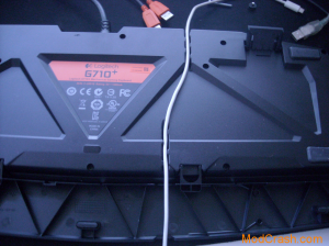 Logitech G710+ Has a cable channel on the bottom for running cables.